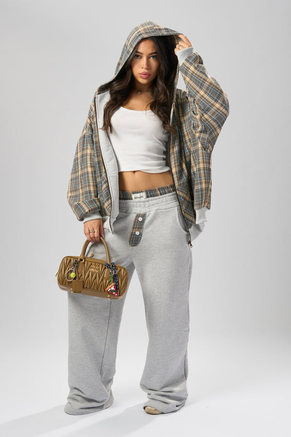 “Late Checkout” Reversible Plaid Set