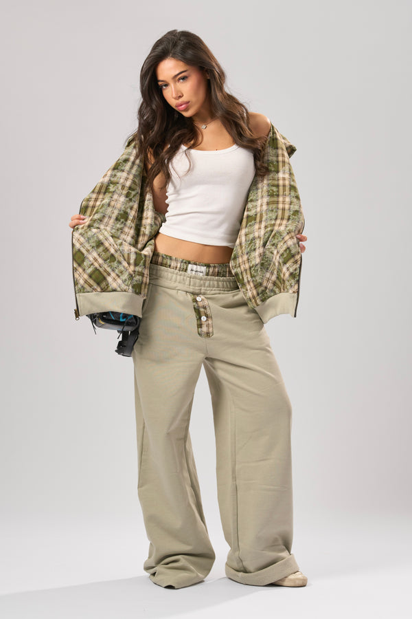“Olive” Reversible Plaid Set