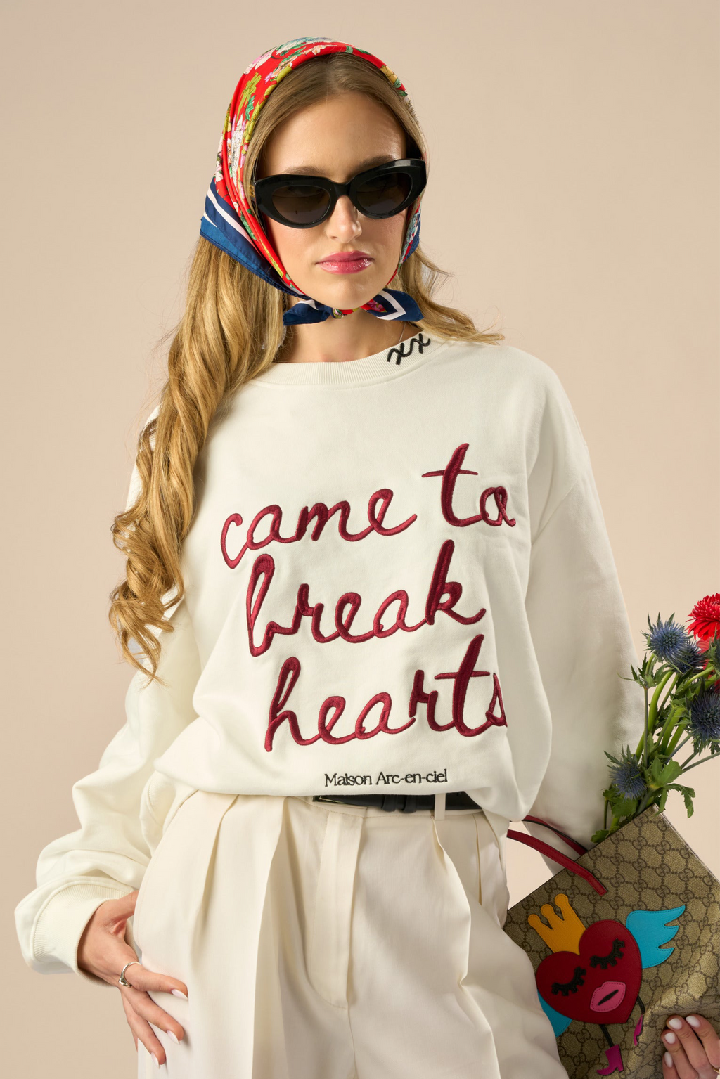 “Written in rose ink” Embroidered Sweatshirt