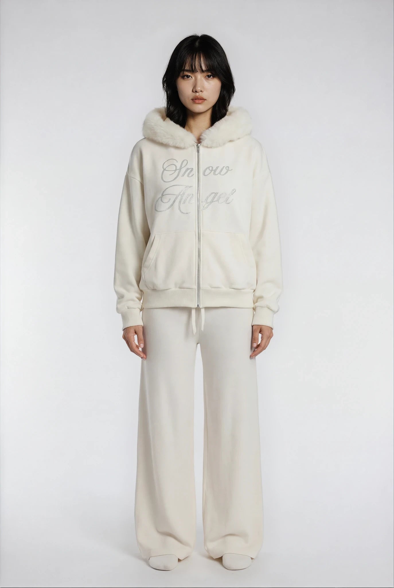 “Snow Angel” Fur-Hooded Hoodie