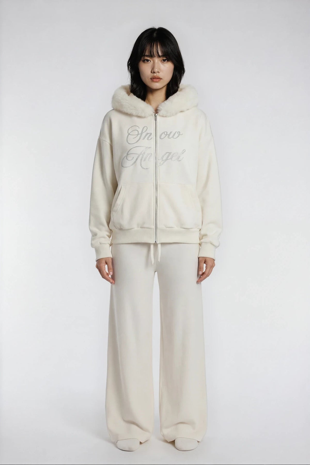 “Snow Angel” Fur-Hooded Hoodie