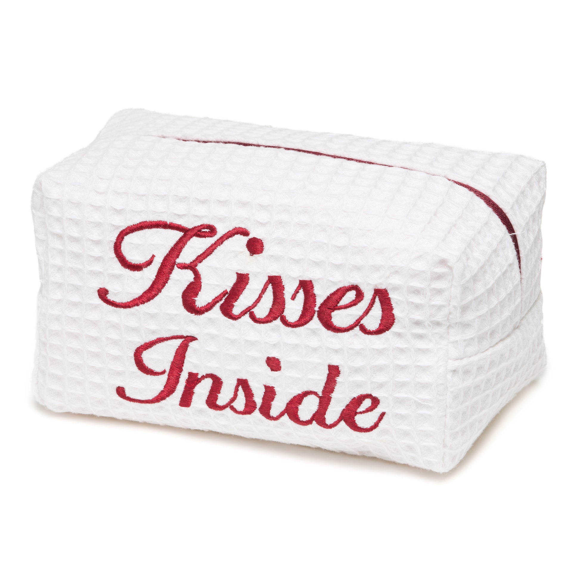 “Kisses Inside” embroidered Beauty Pouch