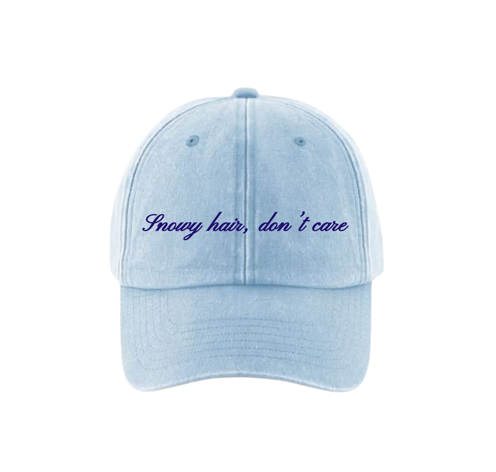 "Snowy hair, don't care" Cap