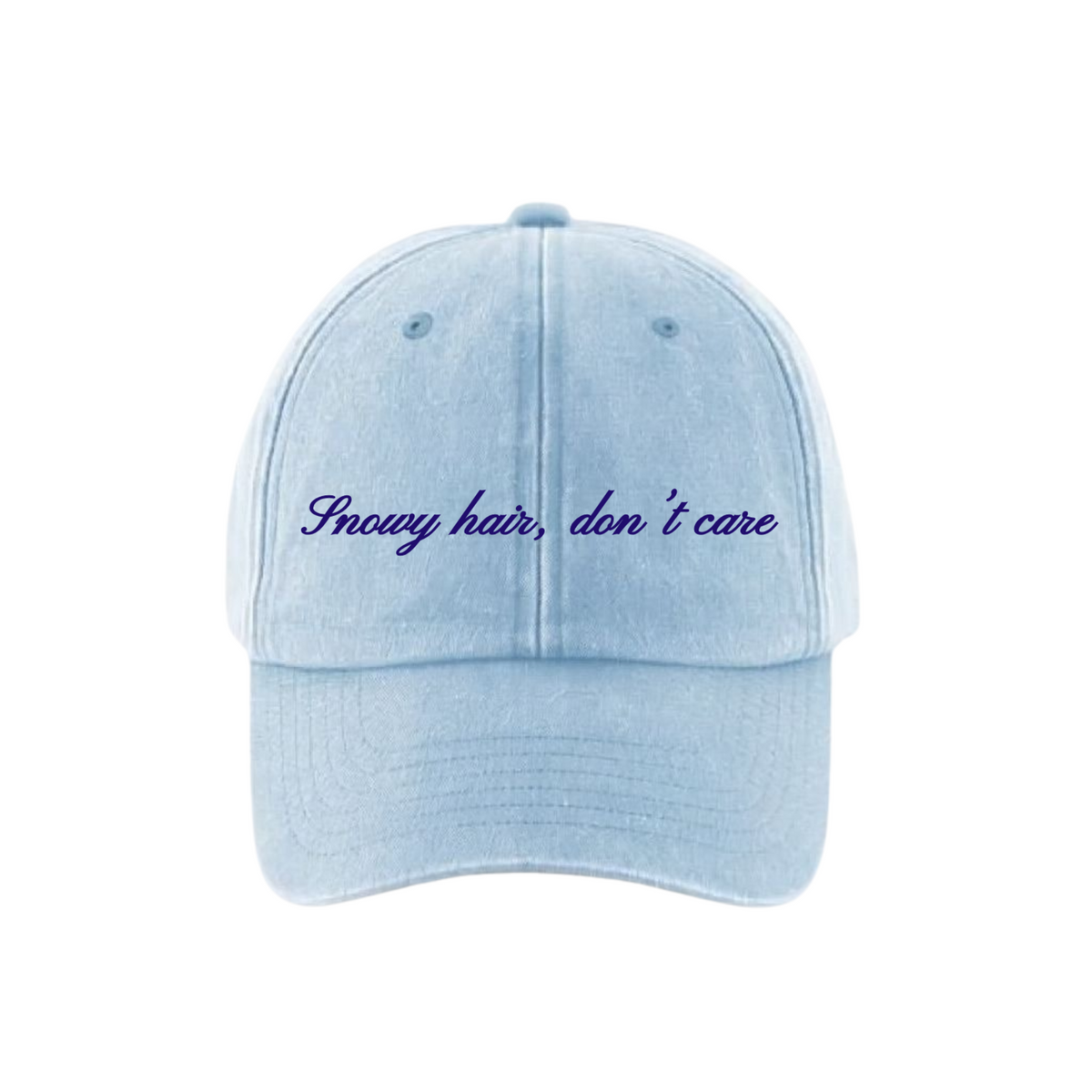 "Snowy hair, don't care" Cap