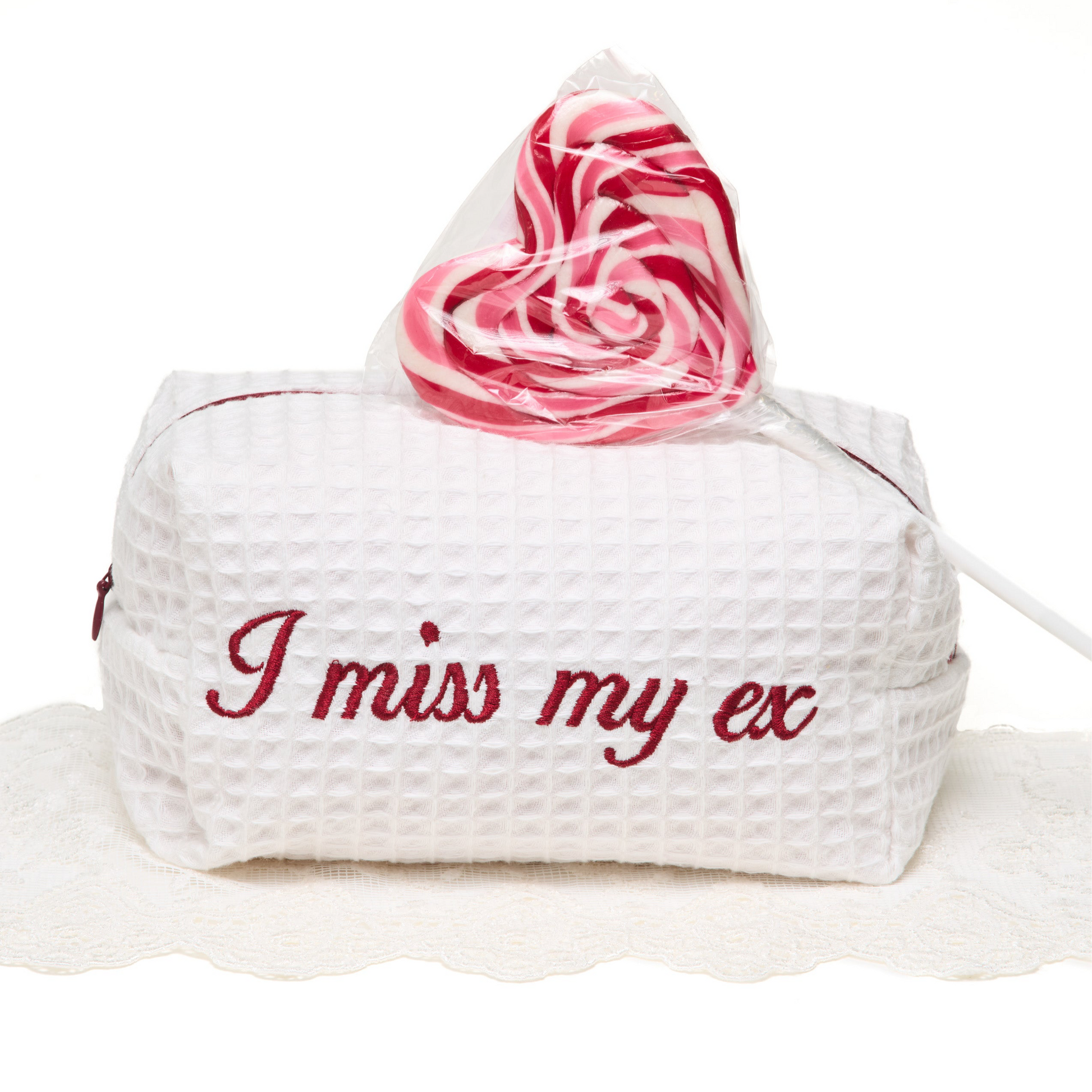 “Red Flag” embroidered Beauty Pouch