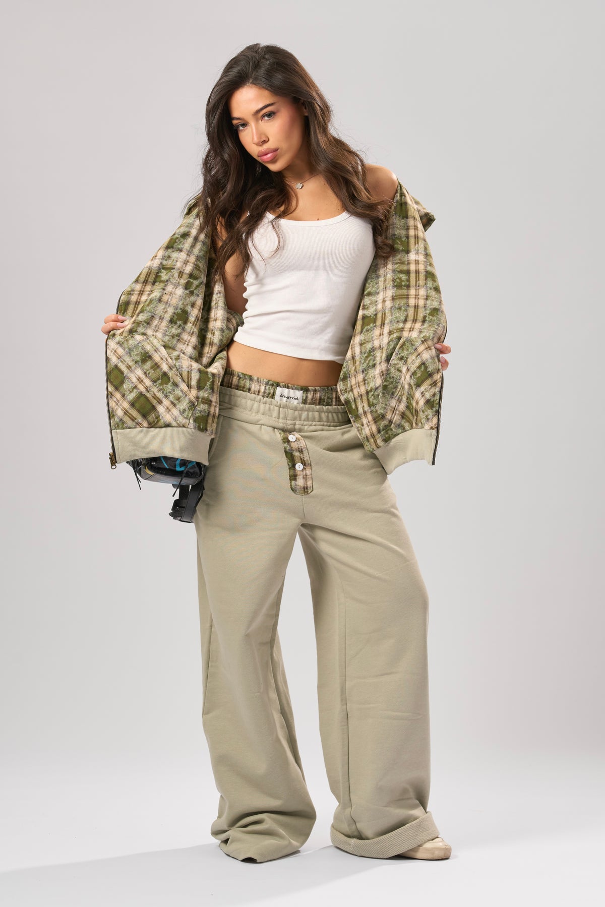 “Olive” Reversible Plaid Set