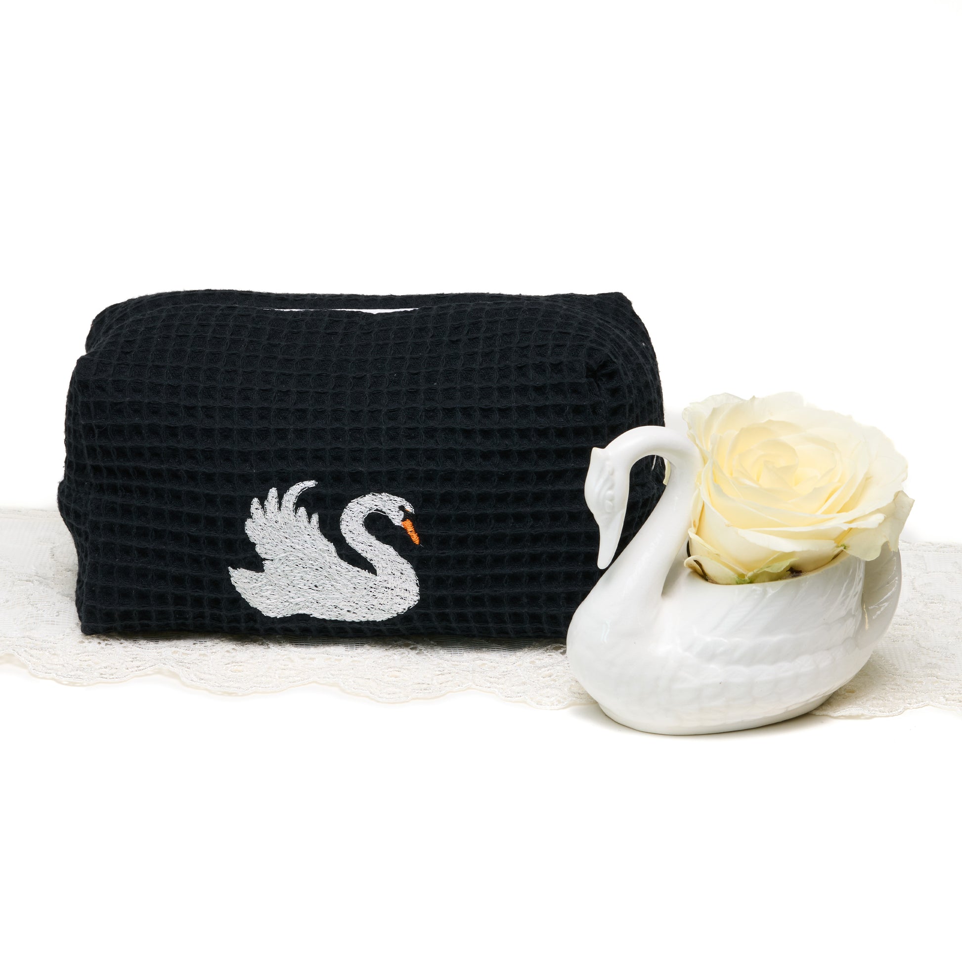 “Black Swan” embroidered Beauty Pouch