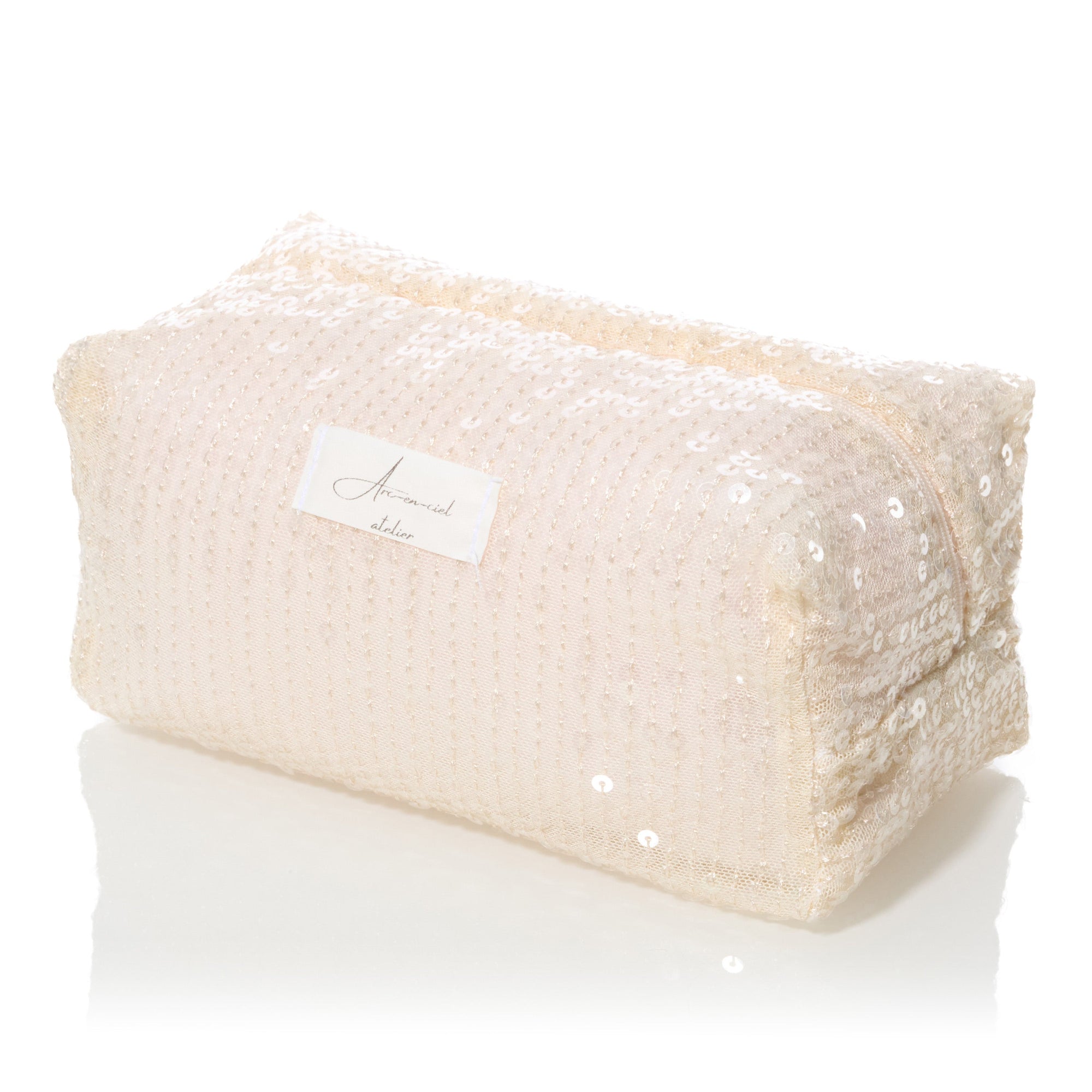 White Peach Spritz Sequin Beauty Pouch