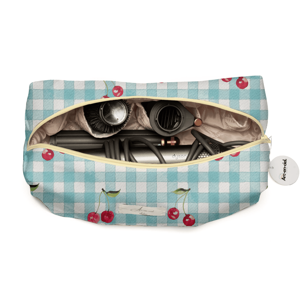 “Gingham Cherry” Hair-Tools Pouch