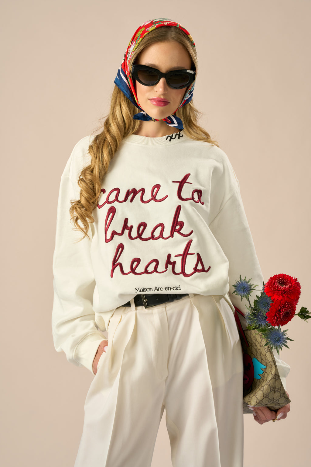 “Written in rose ink” Embroidered Sweatshirt