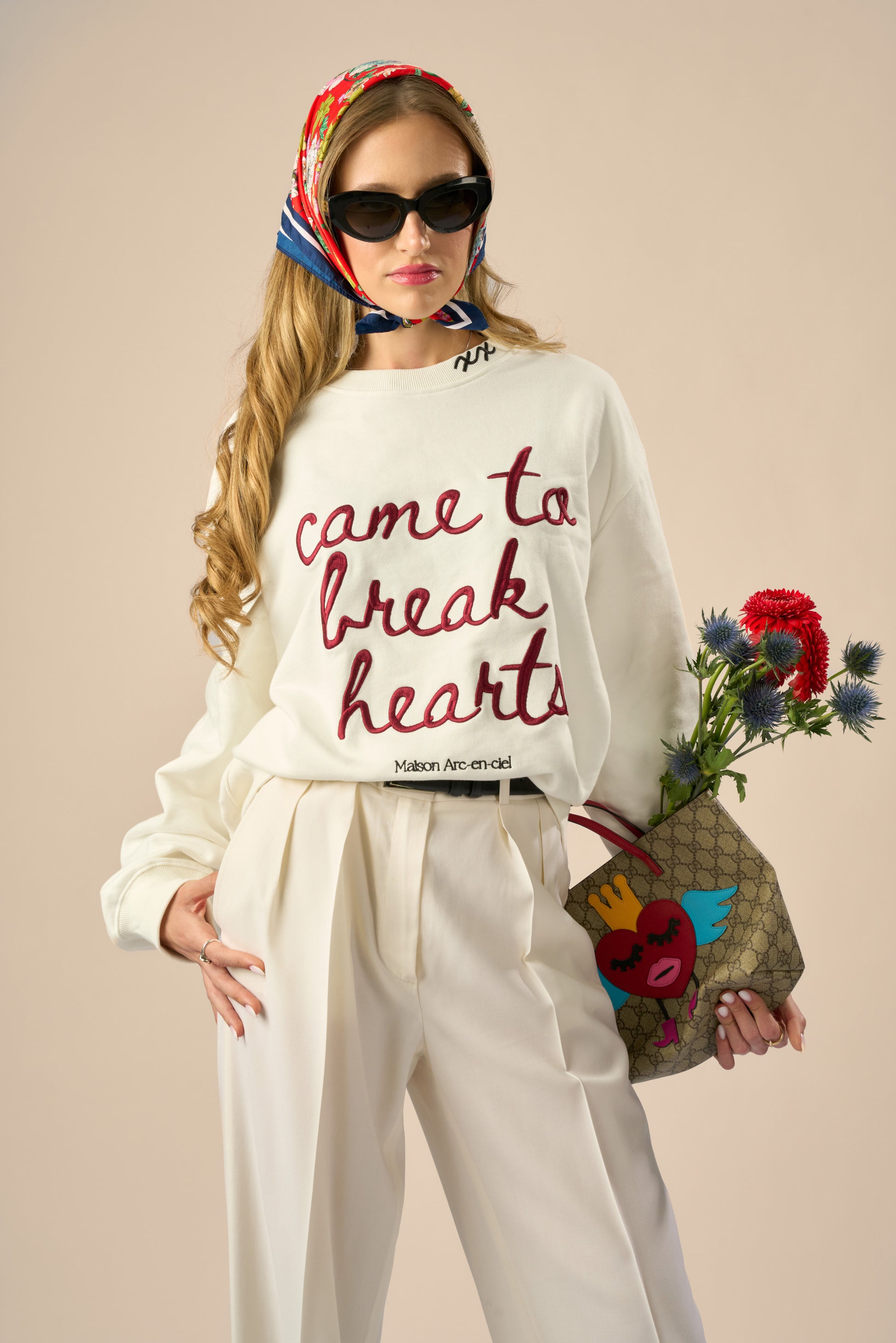 “Written in rose ink” Embroidered Sweatshirt