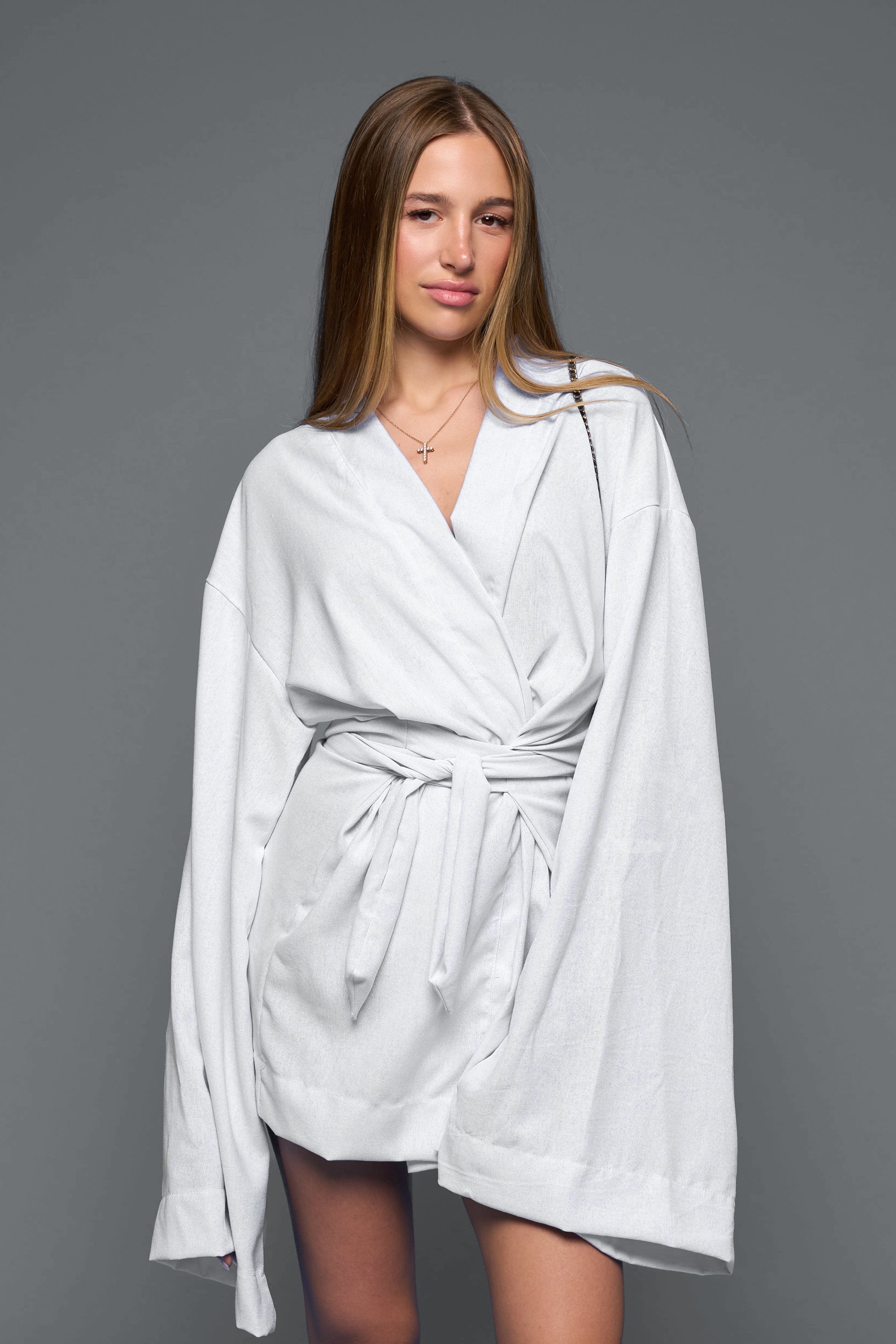 “Lagoon” Linen Kimono